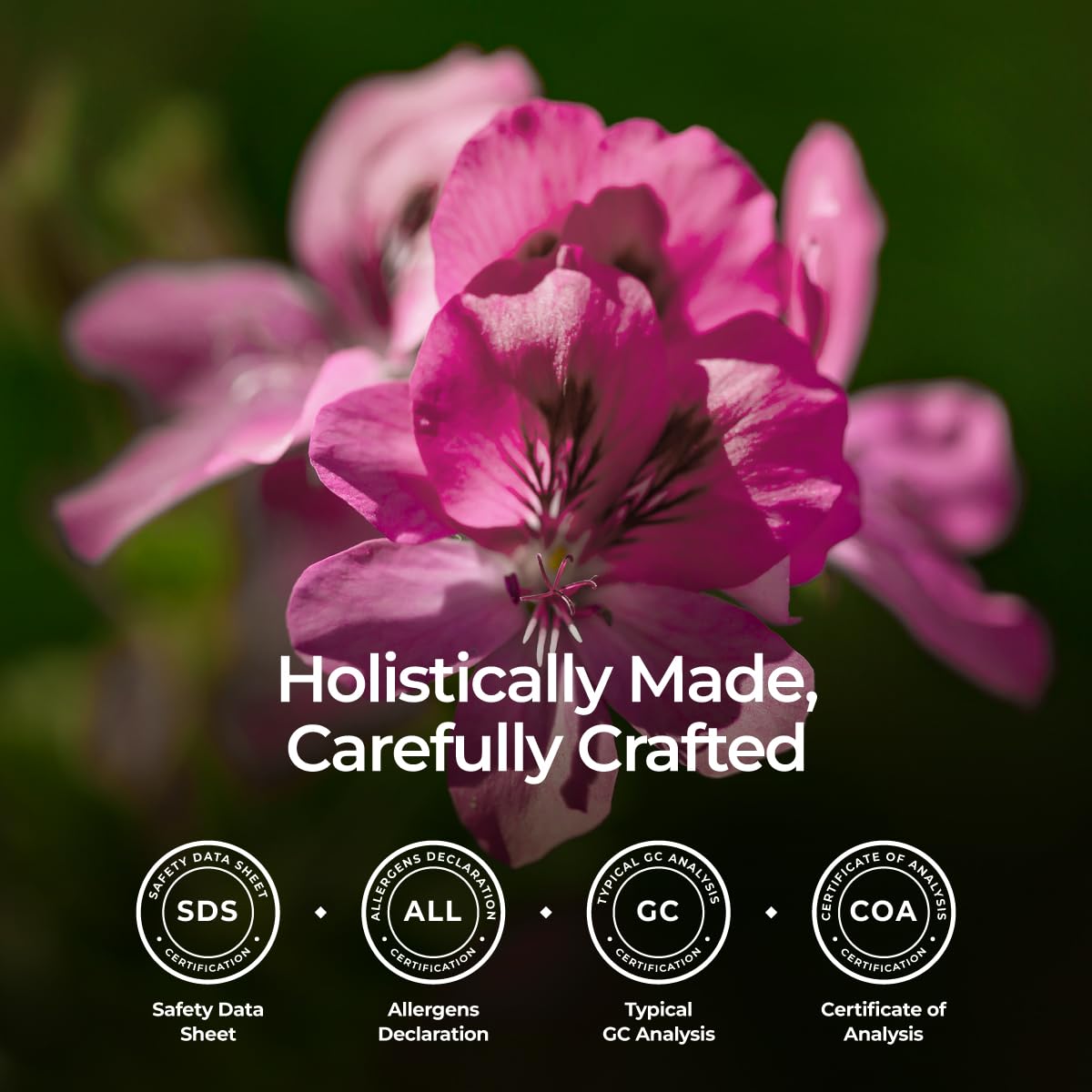 Gya Labs Rose Geranium Oil blended with lavender creates a soothing floral blend.