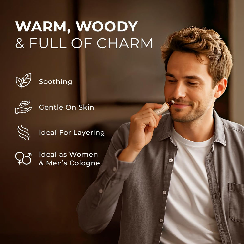 Gya Labs sandalwood roll-on pocket-size design for quick scent touch-ups.