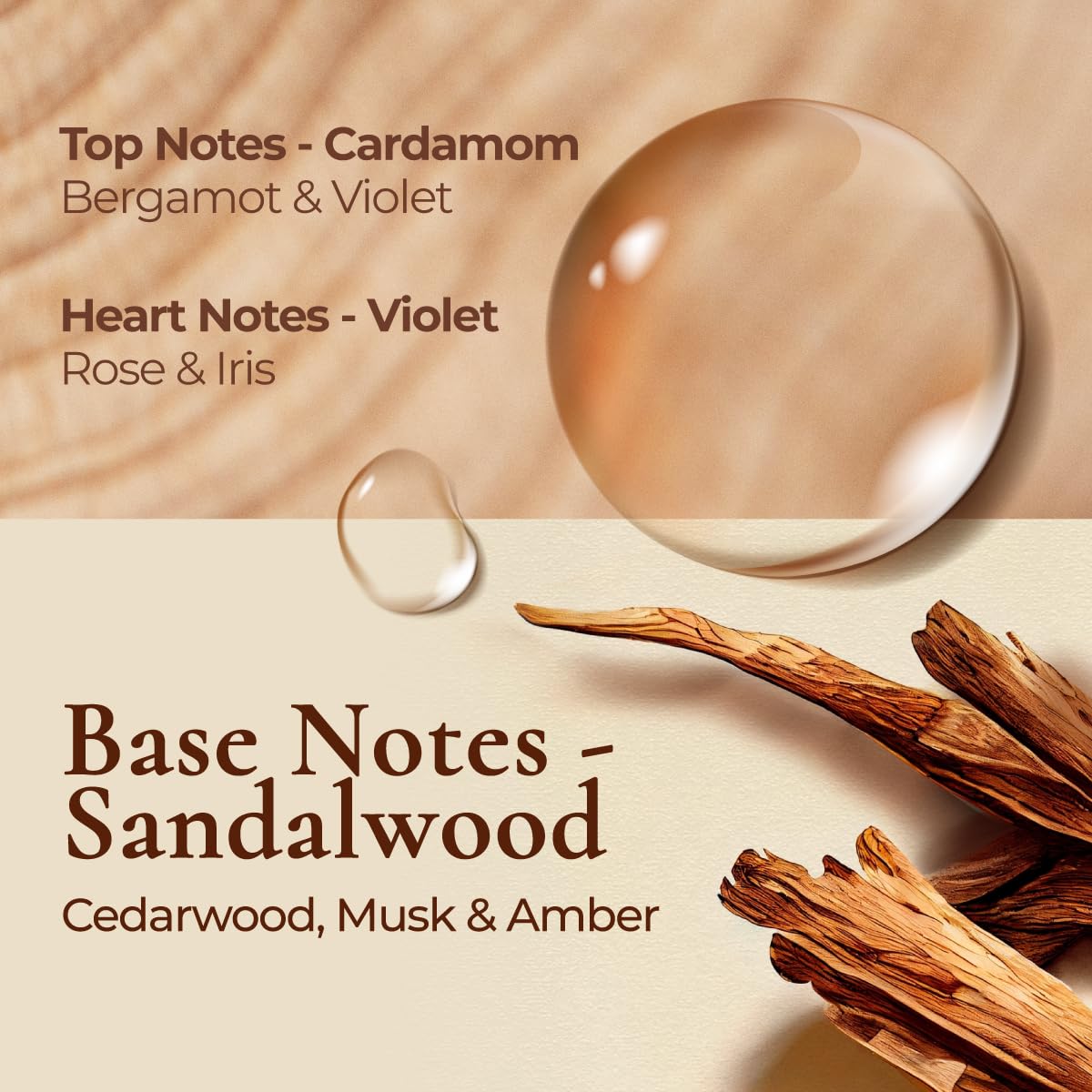 Gya Labs Santal diffuser oil closeup highlights natural sandalwood notes ideal for relaxation.
