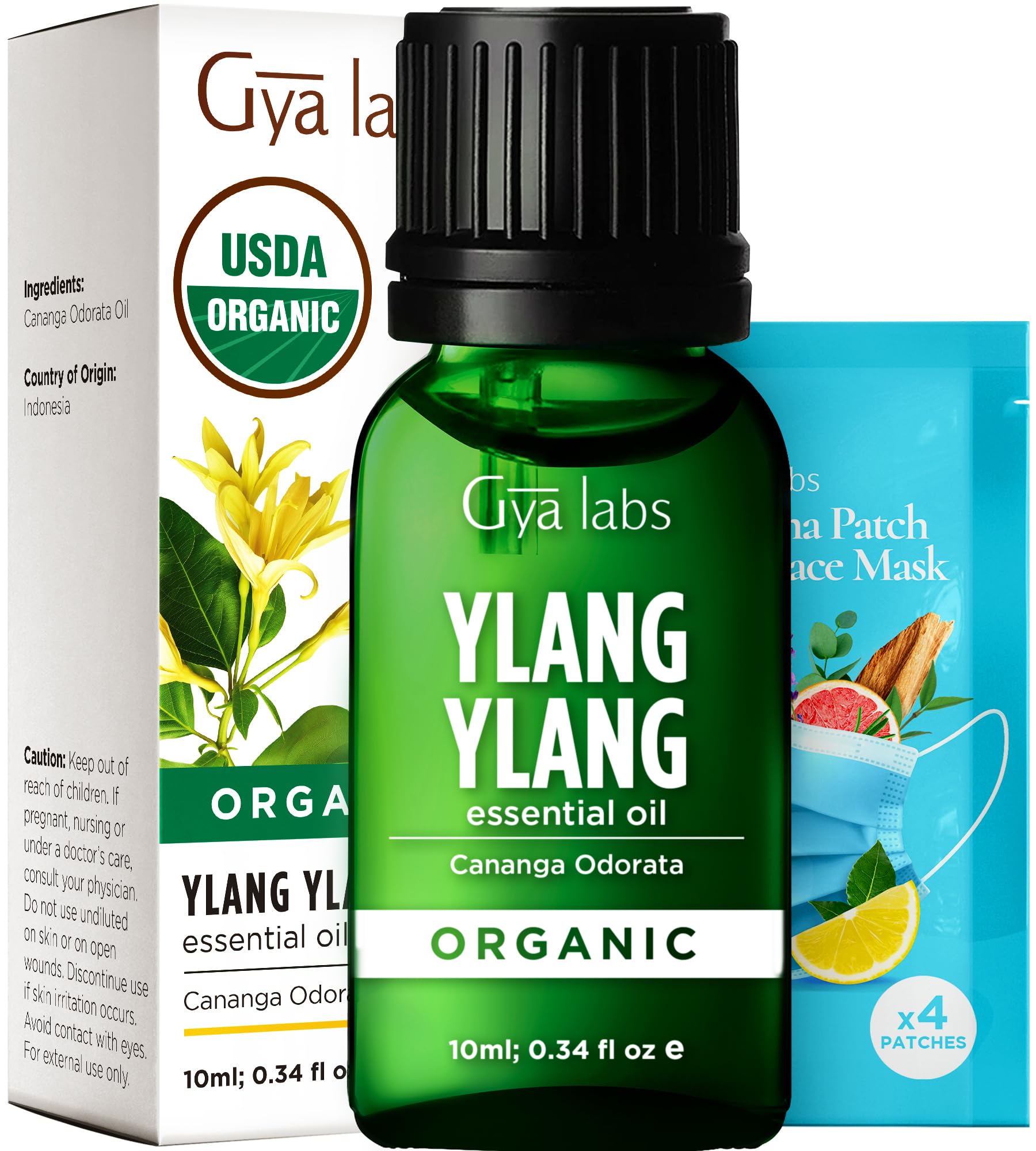 Gya Labs Ylang Ylang essential oil bottle for diffuser use.