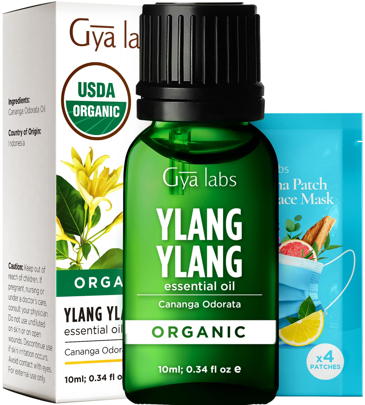 Gya Labs Ylang Ylang essential oil bottle for diffuser use.