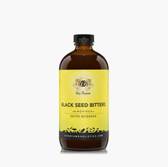 Gye Nyame Black Seed Bitters with Moringa bottle ready for a daily detox ritual.