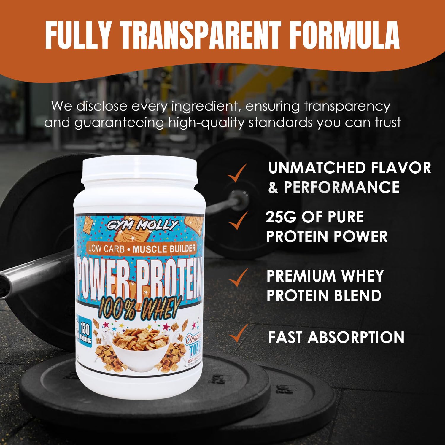 Gym Molly Power Protein Powder ready to shake in any kitchen or gym.