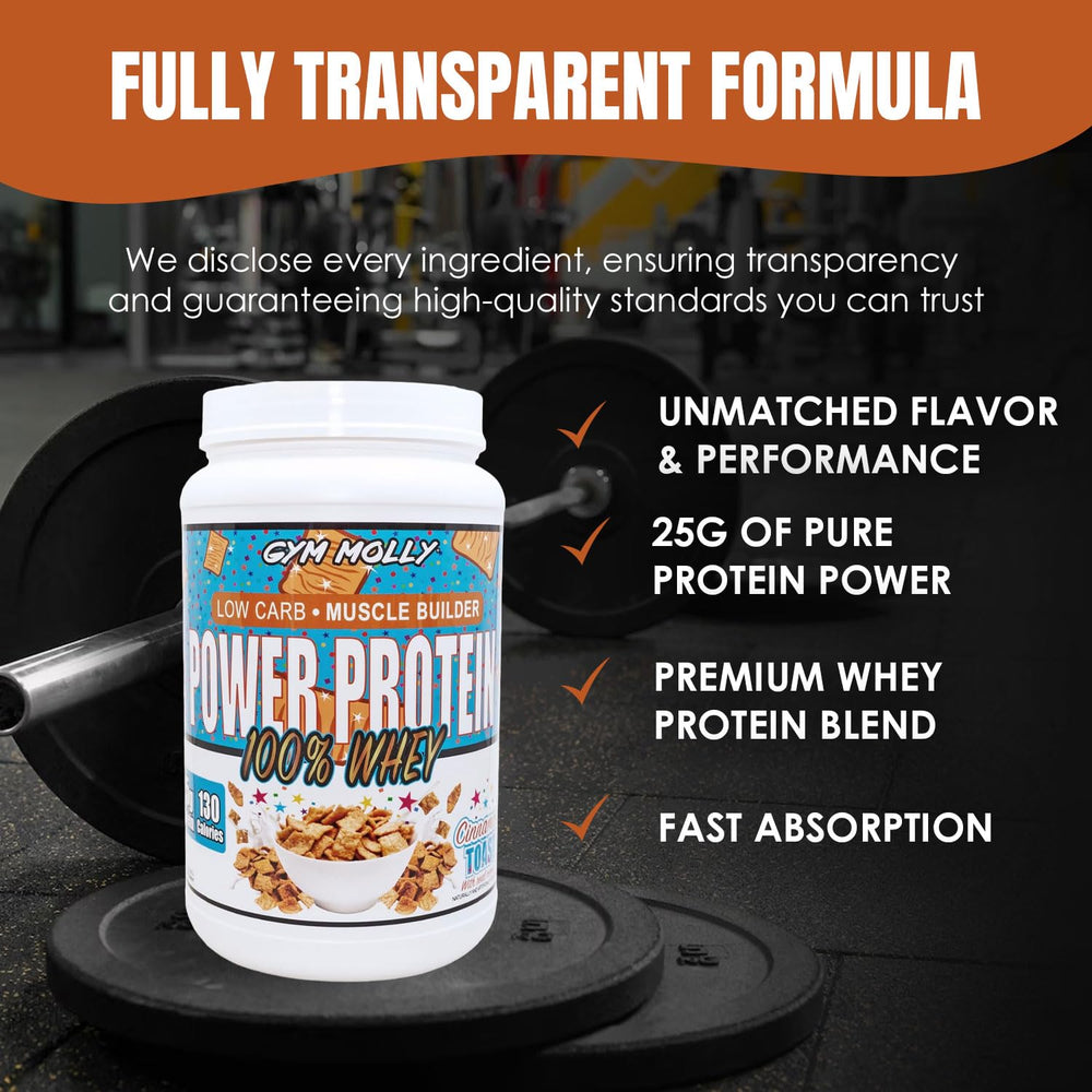 Gym Molly Power Protein Powder ready to shake in any kitchen or gym.