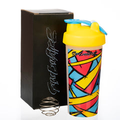 GymLunaticZ shaker shows stainless steel mixing ball for smooth shakes.