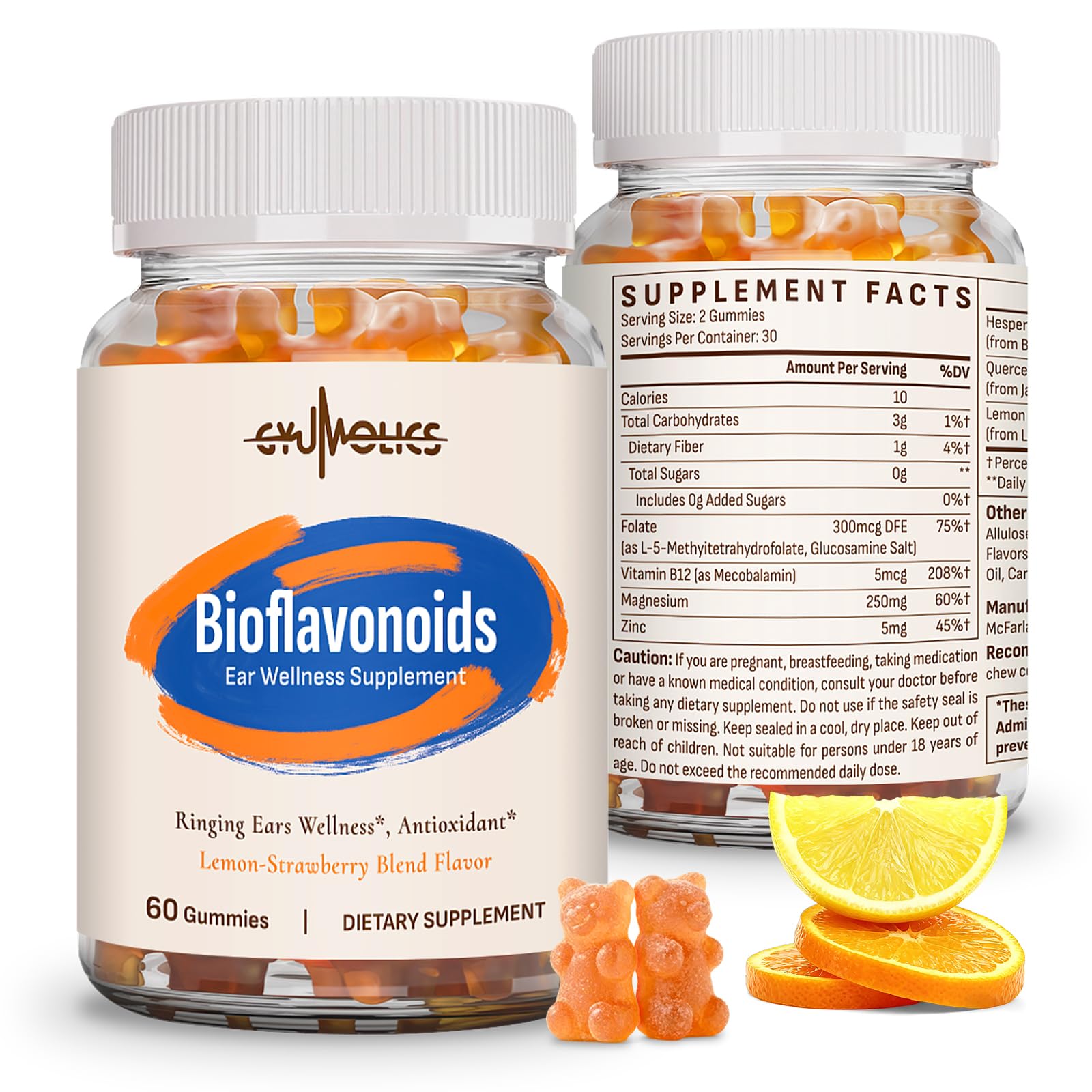 Gyumolics flavonoid gummies bottle front supports healthy circulation