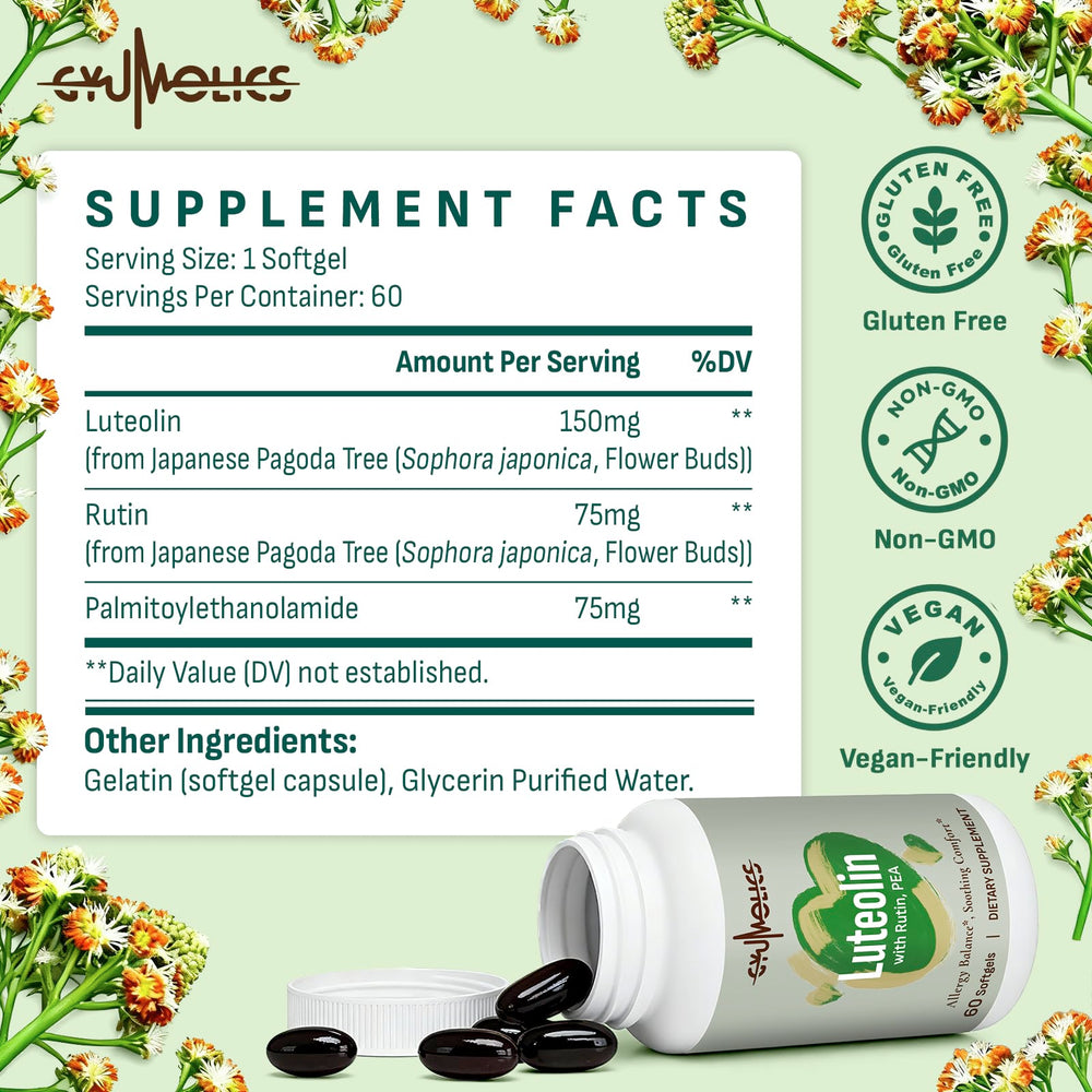 Gyumolics luteolin packaging front conveys purity and credibility.