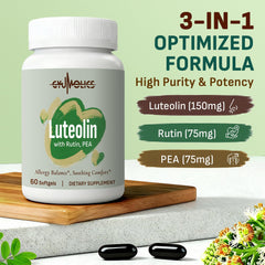 Gyumolics luteolin softgel closeup highlighting smooth texture.