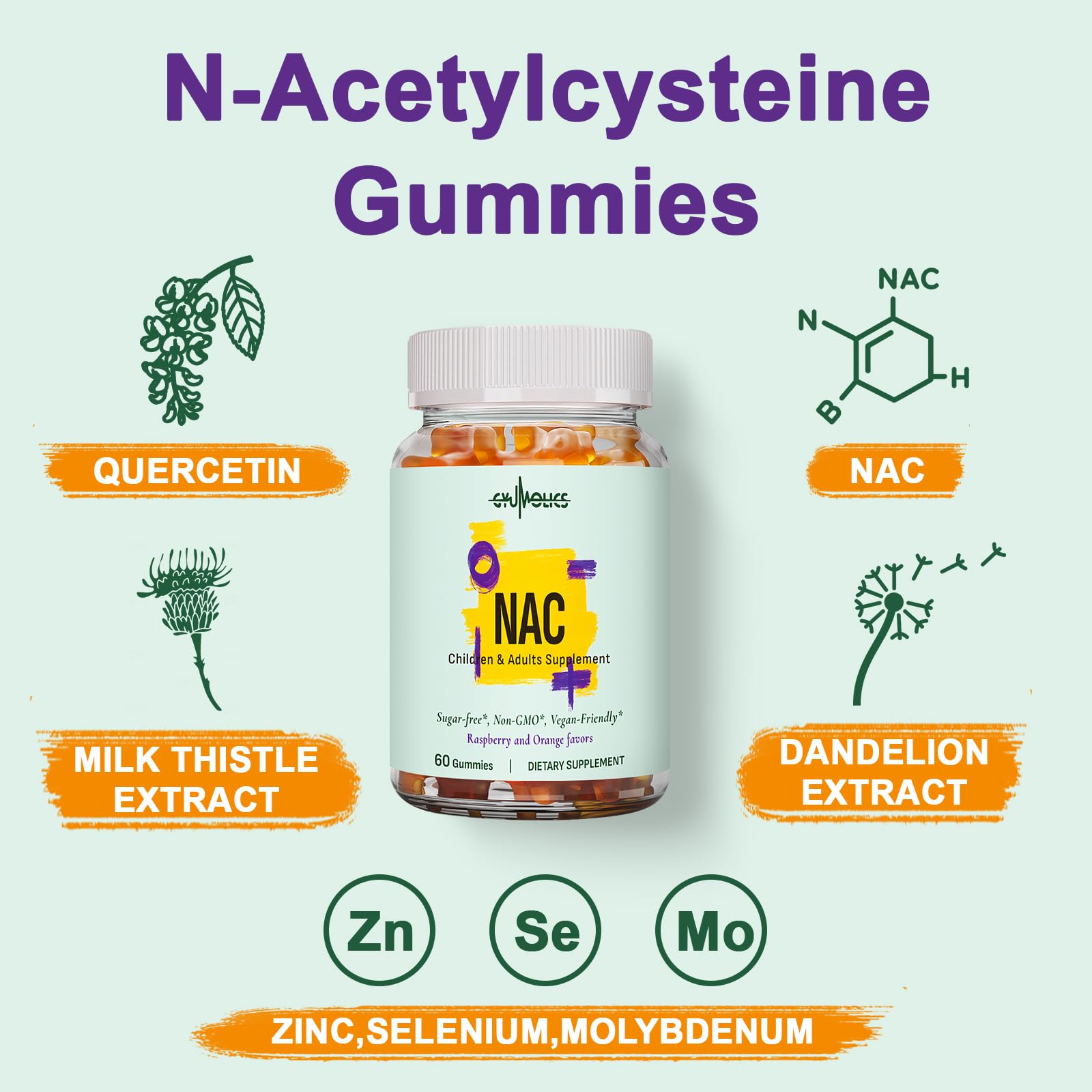 Gyumolics NAC supplement dual-dose concept shows easy adult and child dosage