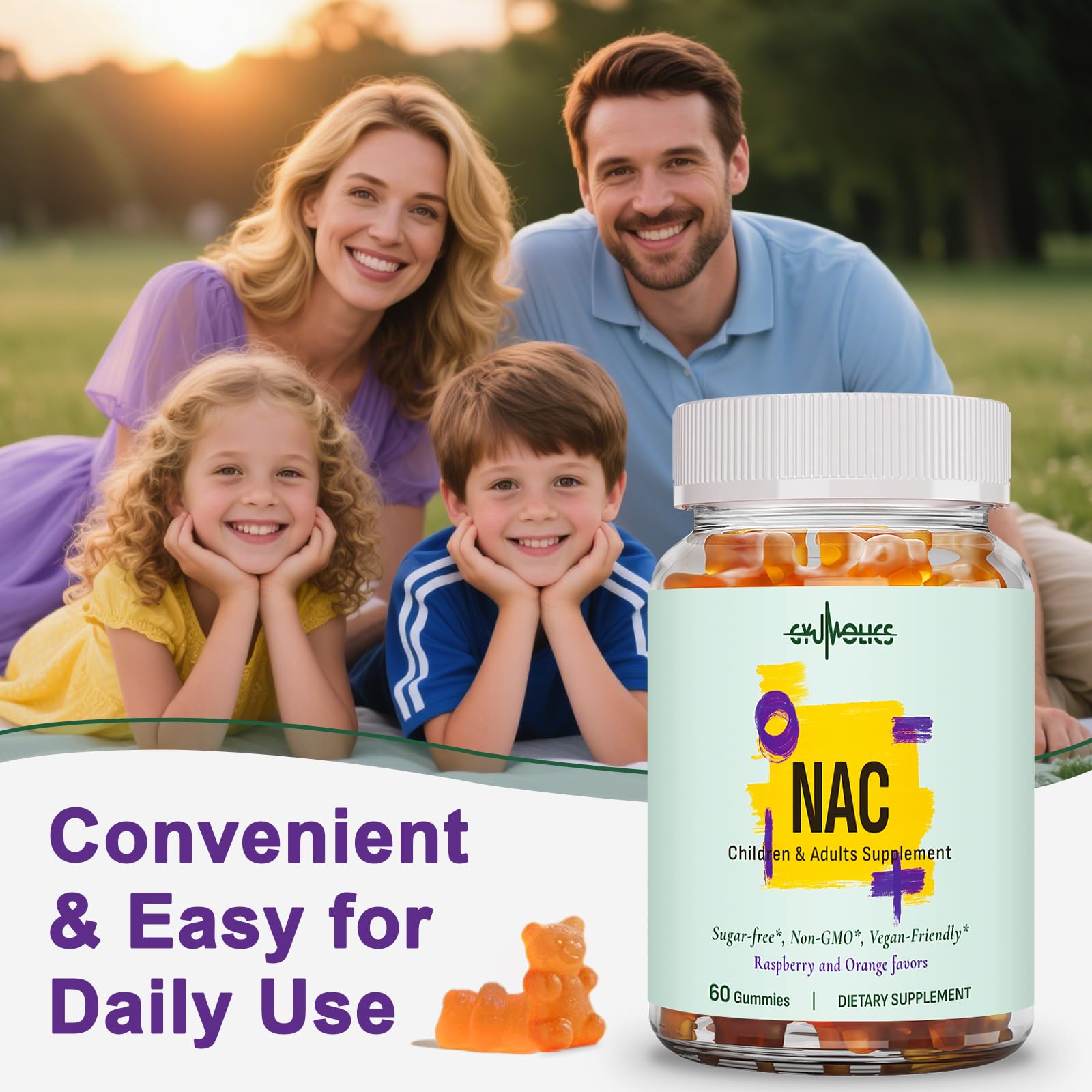 Gyumolics NAC sugar-free label highlights clean sweetness without added sugars