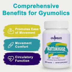 Gyumolics nattokinase bottle pour, convenient daily dosage.