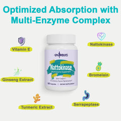 Gyumolics nattokinase capsules close-up, easy-to-swallow vegetarian pills for daily wellness.