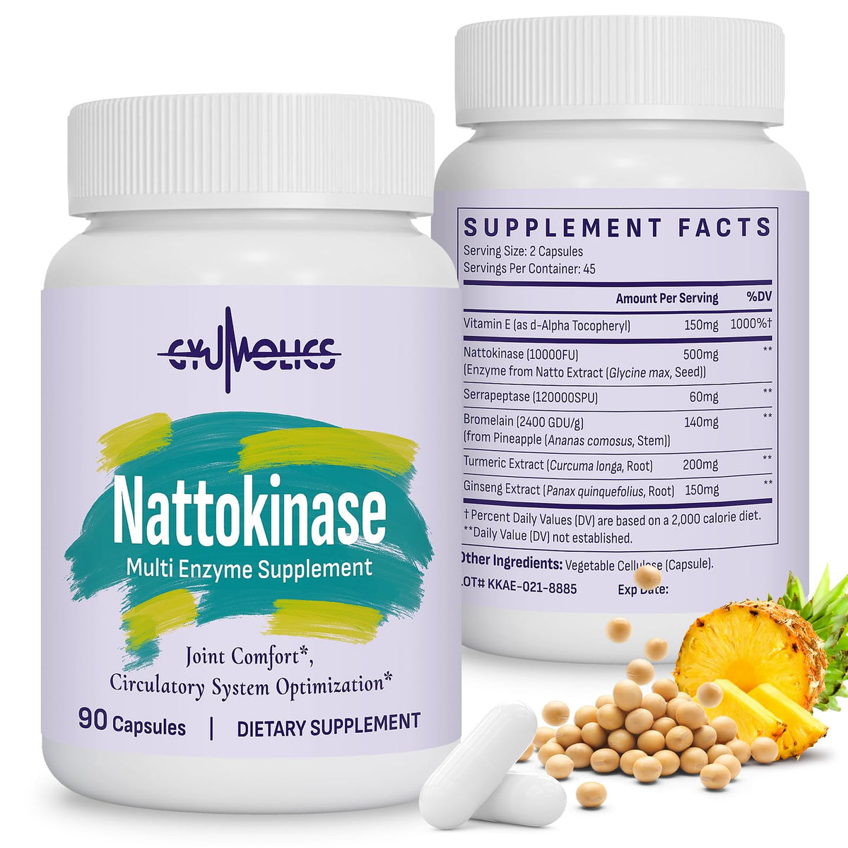 Gyumolics nattokinase supplement bottle with capsules for daily wellness