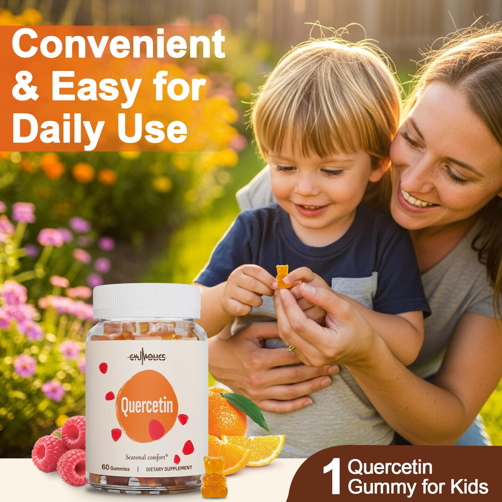 Table setting featuring Gyumolics Quercetin 500mg Gummies for Kids as part of daily routine