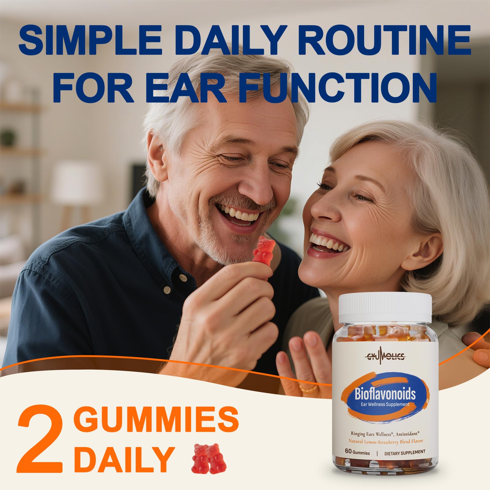 Two gummies serving illustrated for daily routine