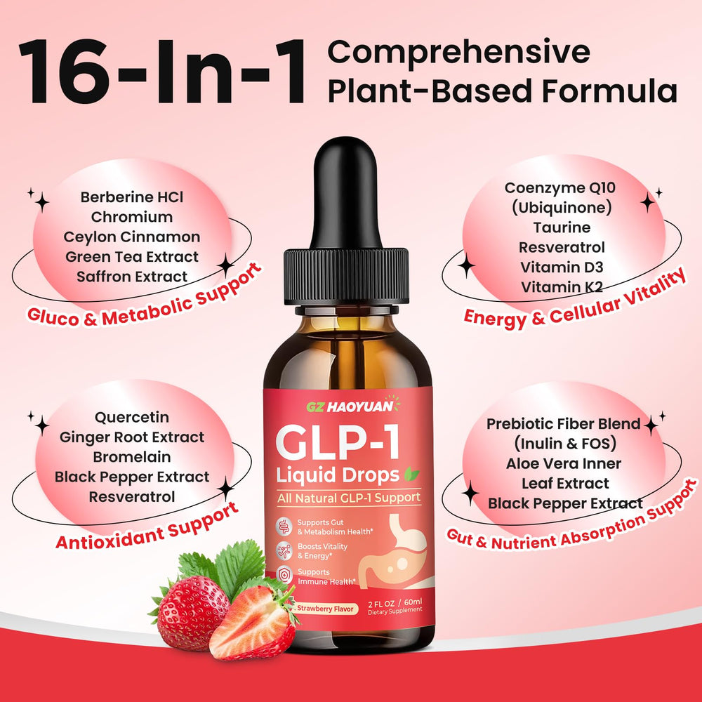 Close-up of strawberry flavor GLP-1 drops for pleasant taste