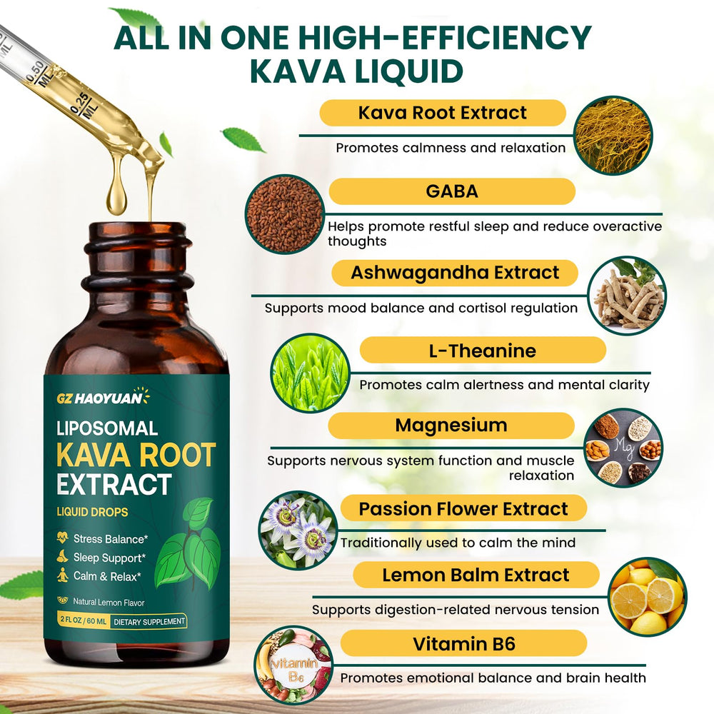 GZ HAOYUAN liposomal kava drops showing easy dosing.