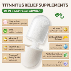 GZ HAOYUAN Tinnitus Relief Capsules in hand, convenient daily use for focused, distraction-free listening.