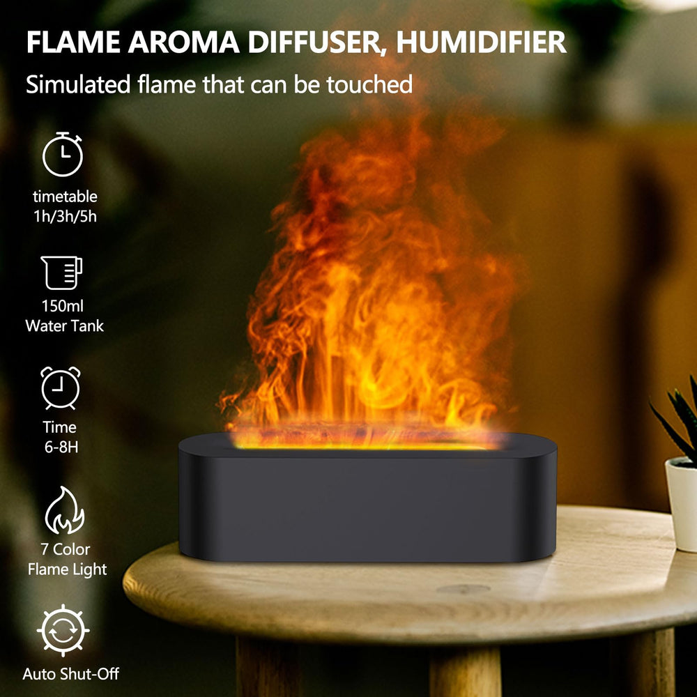 Gzvxuny Flame diffuser showcasing 7-color LED options for mood lighting