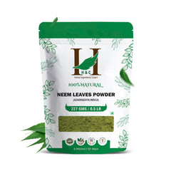 H&C Neem Leaves Powder jar front view for pure, versatile hair and skin use.