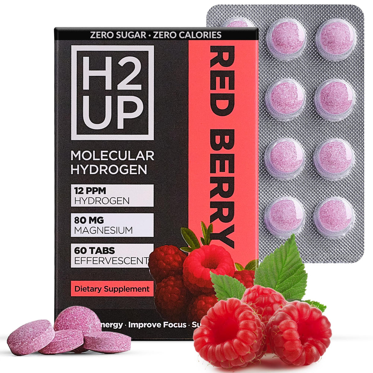 H2UP sugar-free hydrogen tablets dissolving in water for clean hydration