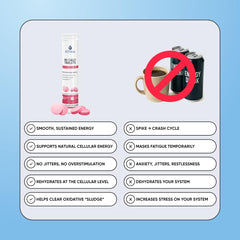 Dissolving H2Vida raspberry-flavored tablets in water for a refreshing boost