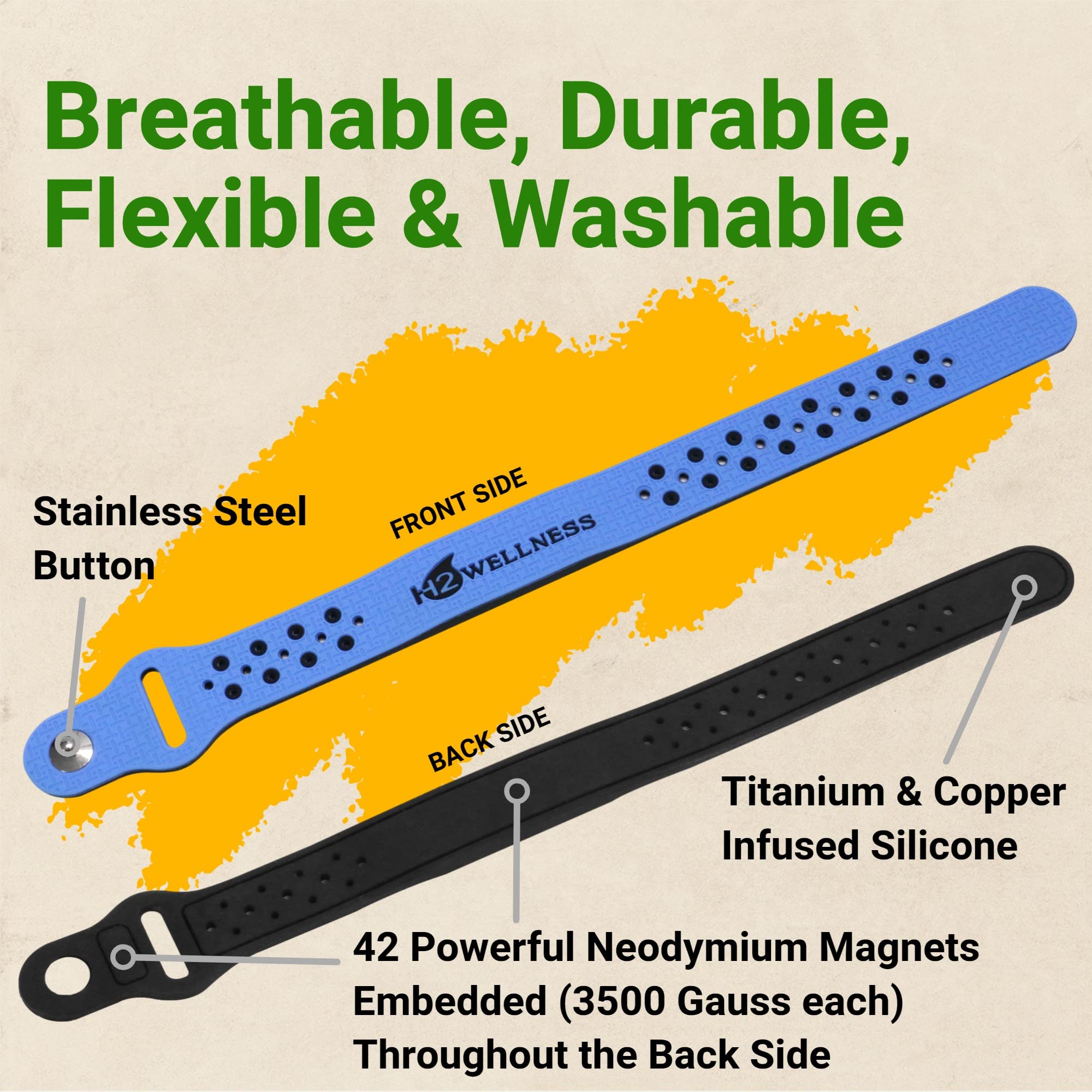 H2WELLNESS blue bracelet worn during activity for comfort and breathability