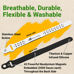 H2WELLNESS bracelet uses titanium and copper-infused silicone for premium materials and comfort.