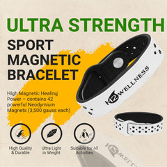 H2WELLNESS magnetic bracelet features waterproof, durable sport band for workouts and daily wear.