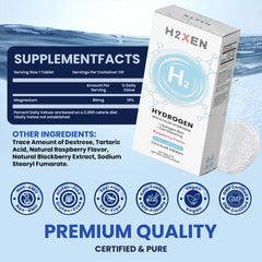 H2XEN tablet dissolving in water to create 8 PPM hydration.