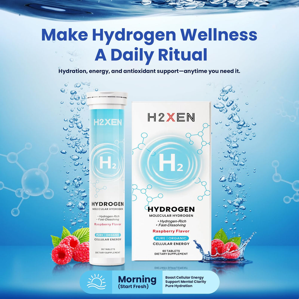 H2XEN packaging and branding on shelf.