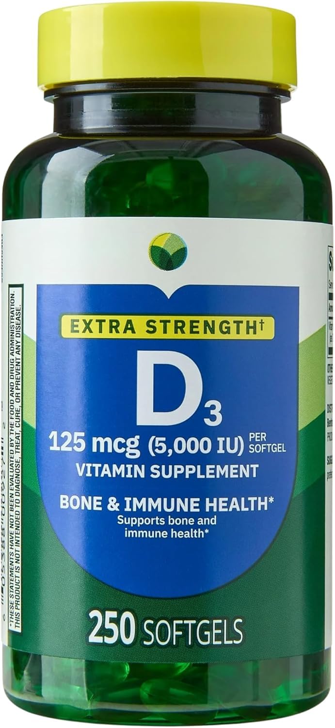 H4U Extra Strength Vitamin D3 softgel bottle highlighting high potency and immune support.