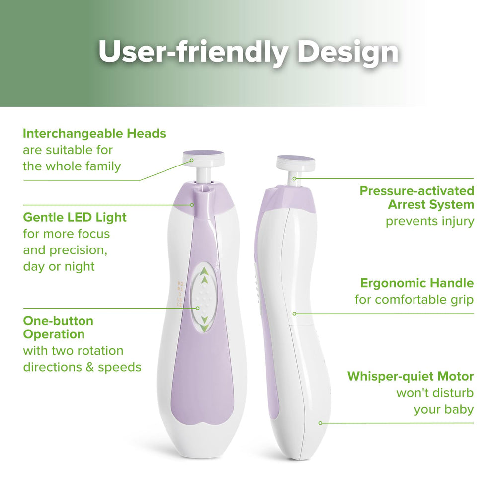 Haakaa interchangeable heads provide varied smoothing for safe nail care.