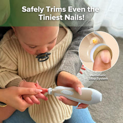 Haakaa electric nail trimmer with one-button control for simple operation.