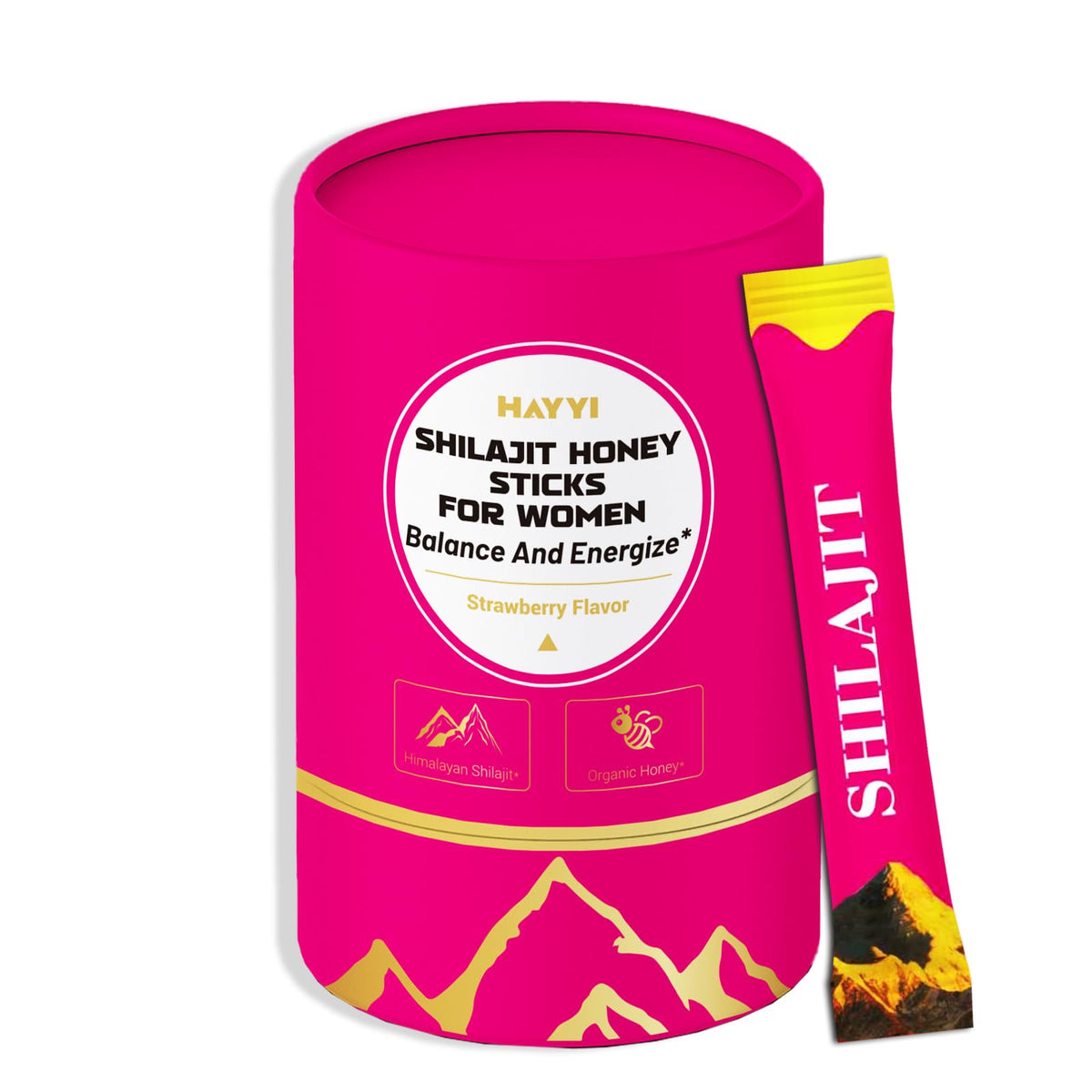 HAAYI Shilajit Strawberry Honey Stick, on-the-go energy with strawberry flavor