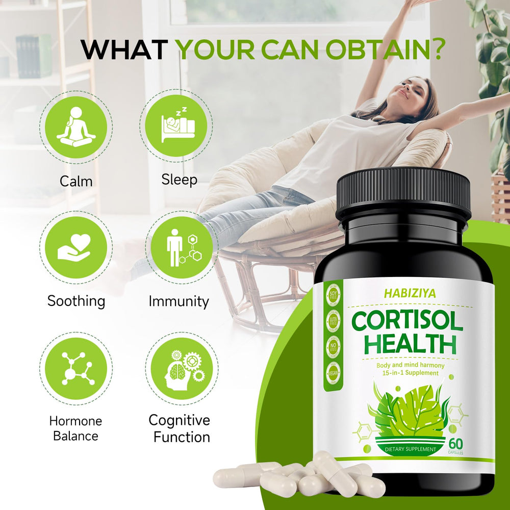 HABIZIYA Cortisol Manager with Ashwagandha root extract for natural calm.