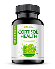 HABIZIYA Cortisol Manager bottle and capsules ready for daily use.