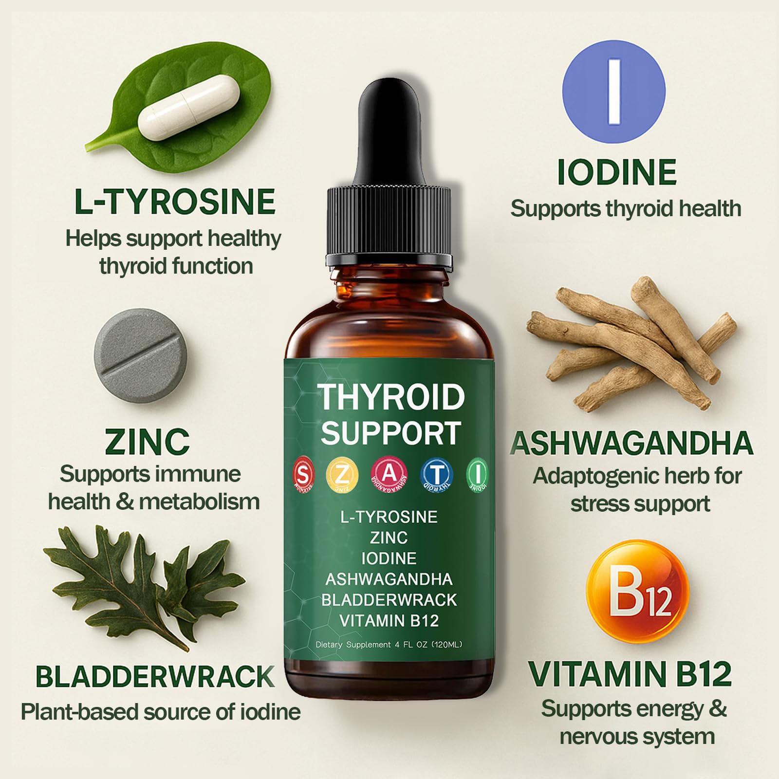 HABOHUSE Kindled Thyroid Drops bottle beside a glass for daily use.