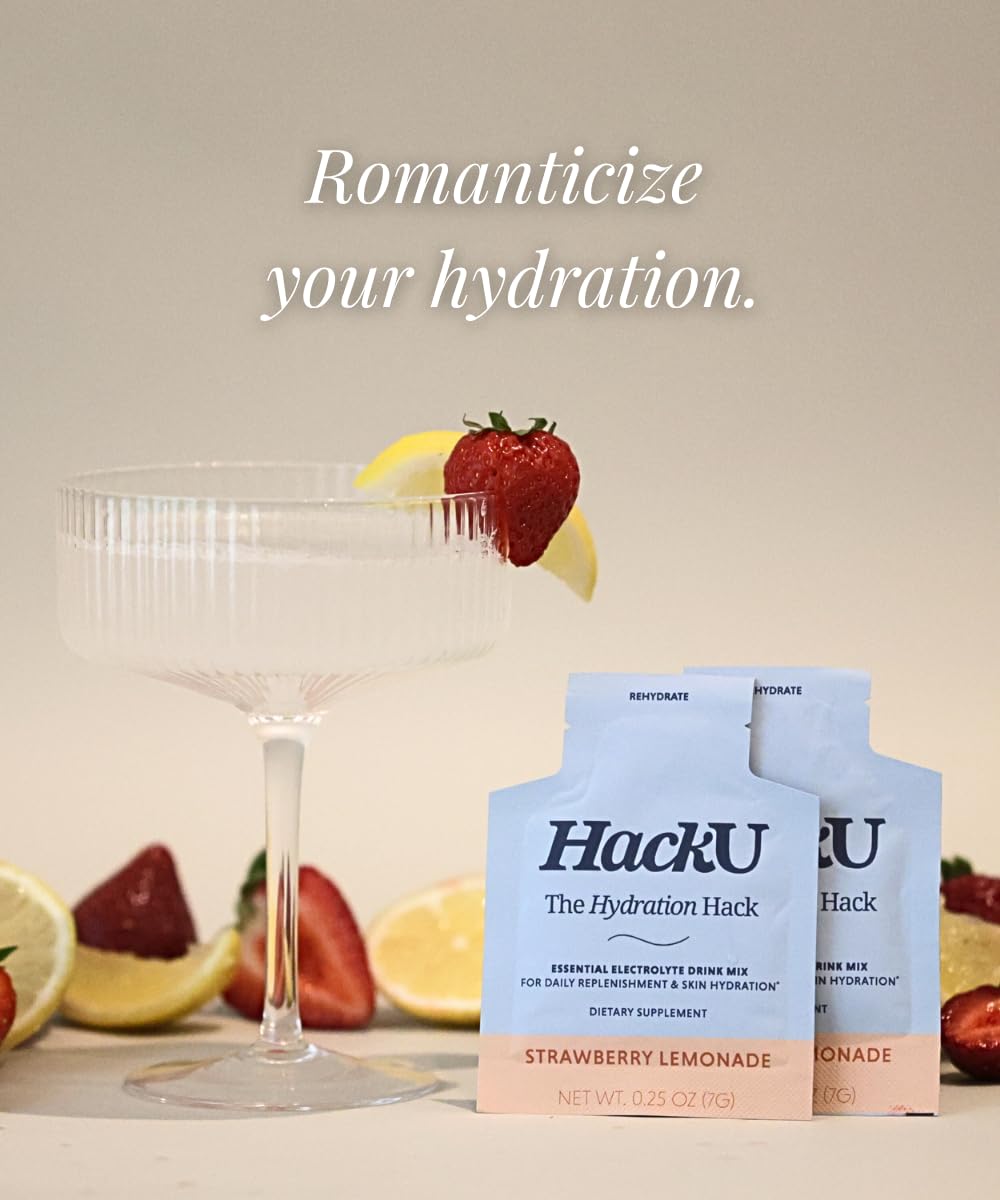 HackU The Hydration Hack packaging shows 10pk and 25pk options for daily use.