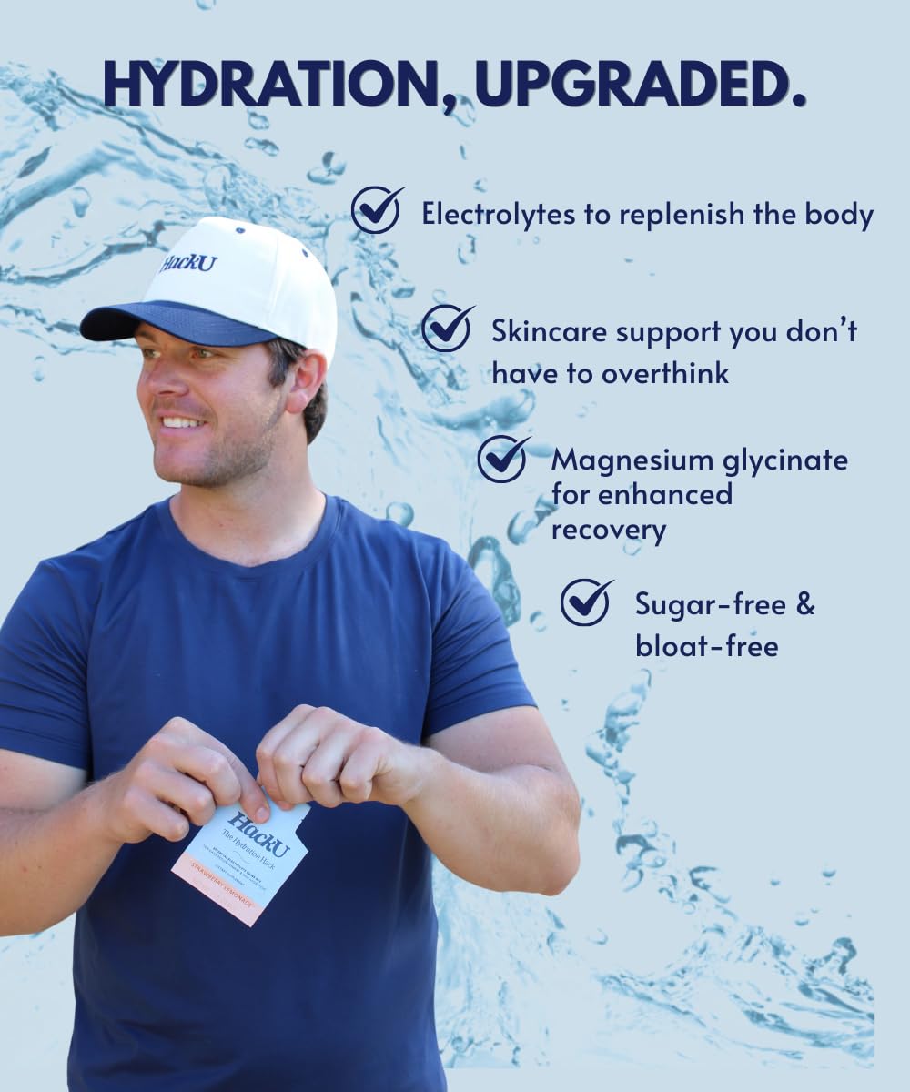 HackU The Hydration Hack ready glass of Strawberry Lemonade for refreshing hydration.