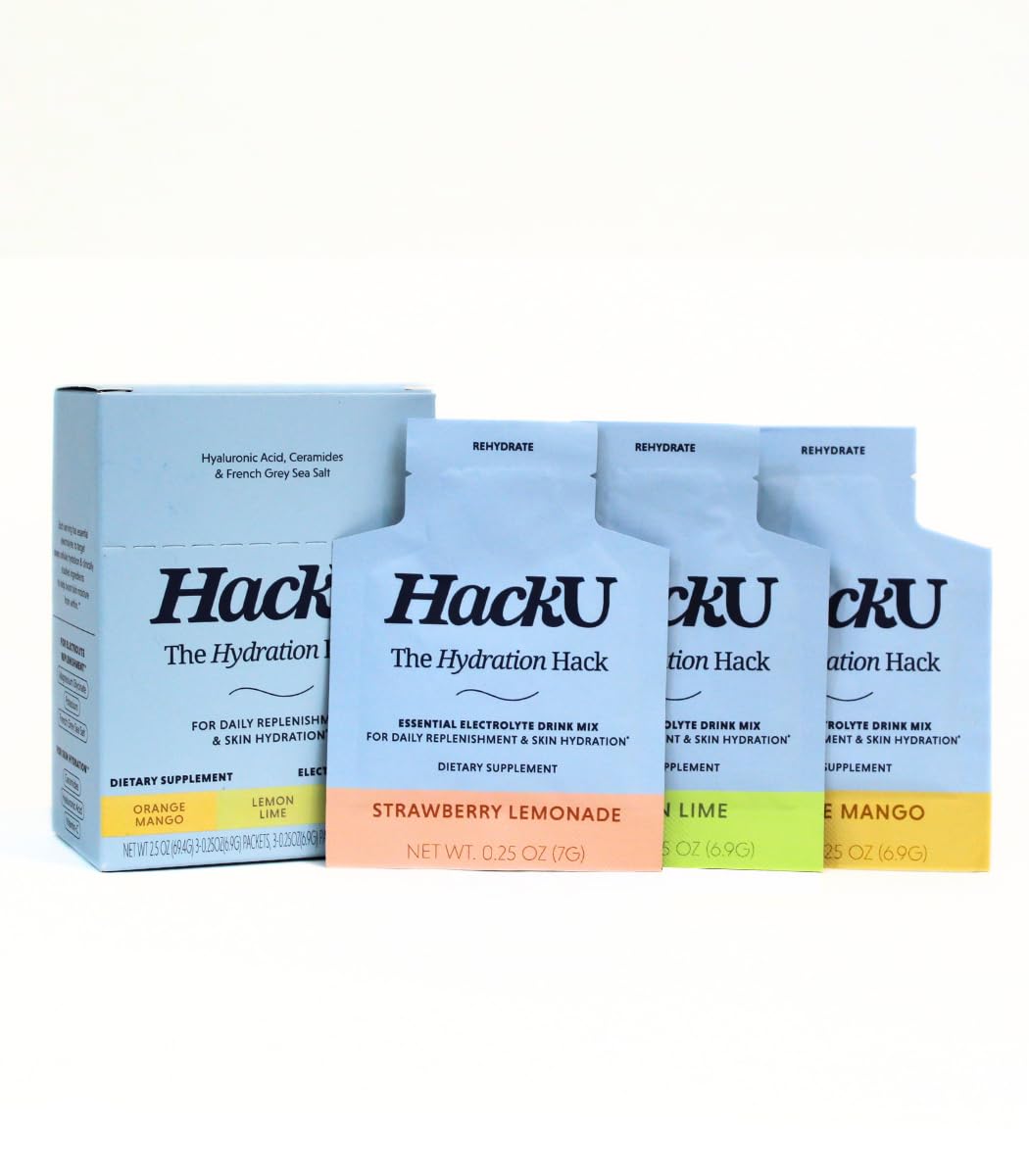 HackU Hydration Packets packaging ready for daily use and on-the-go hydration