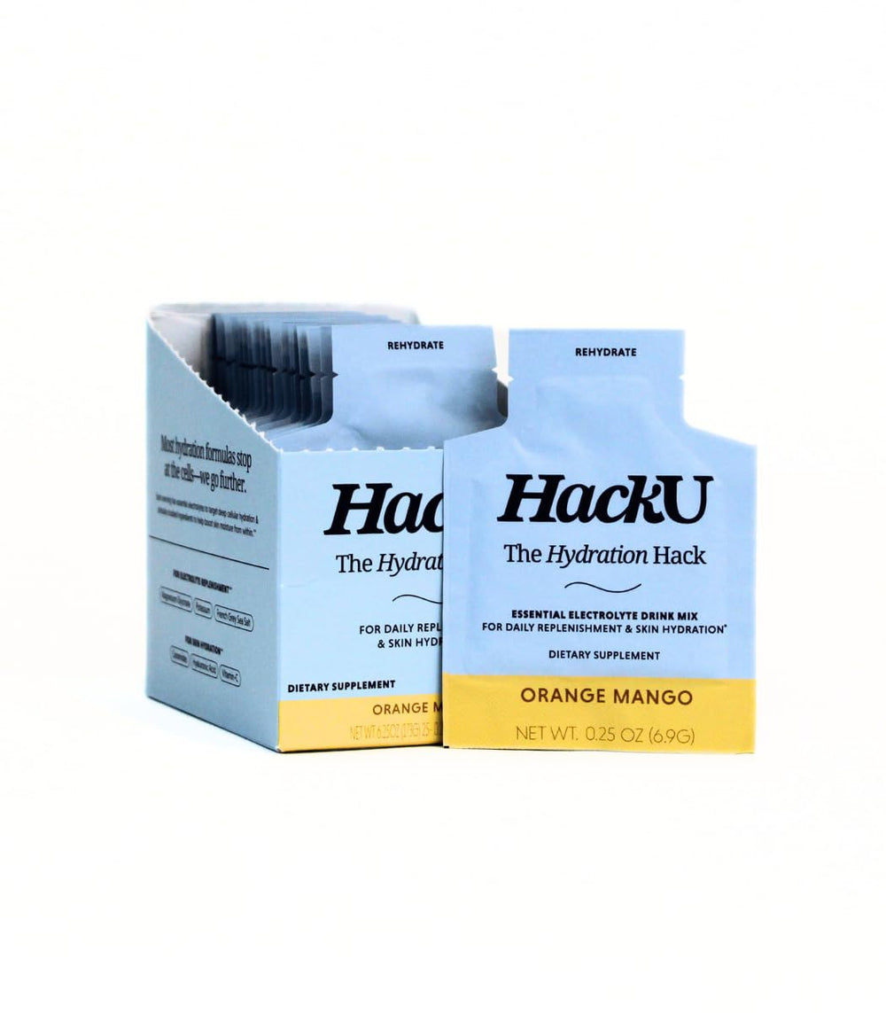HackU Hydration Packets hero shot for convenient on-the-go hydration.