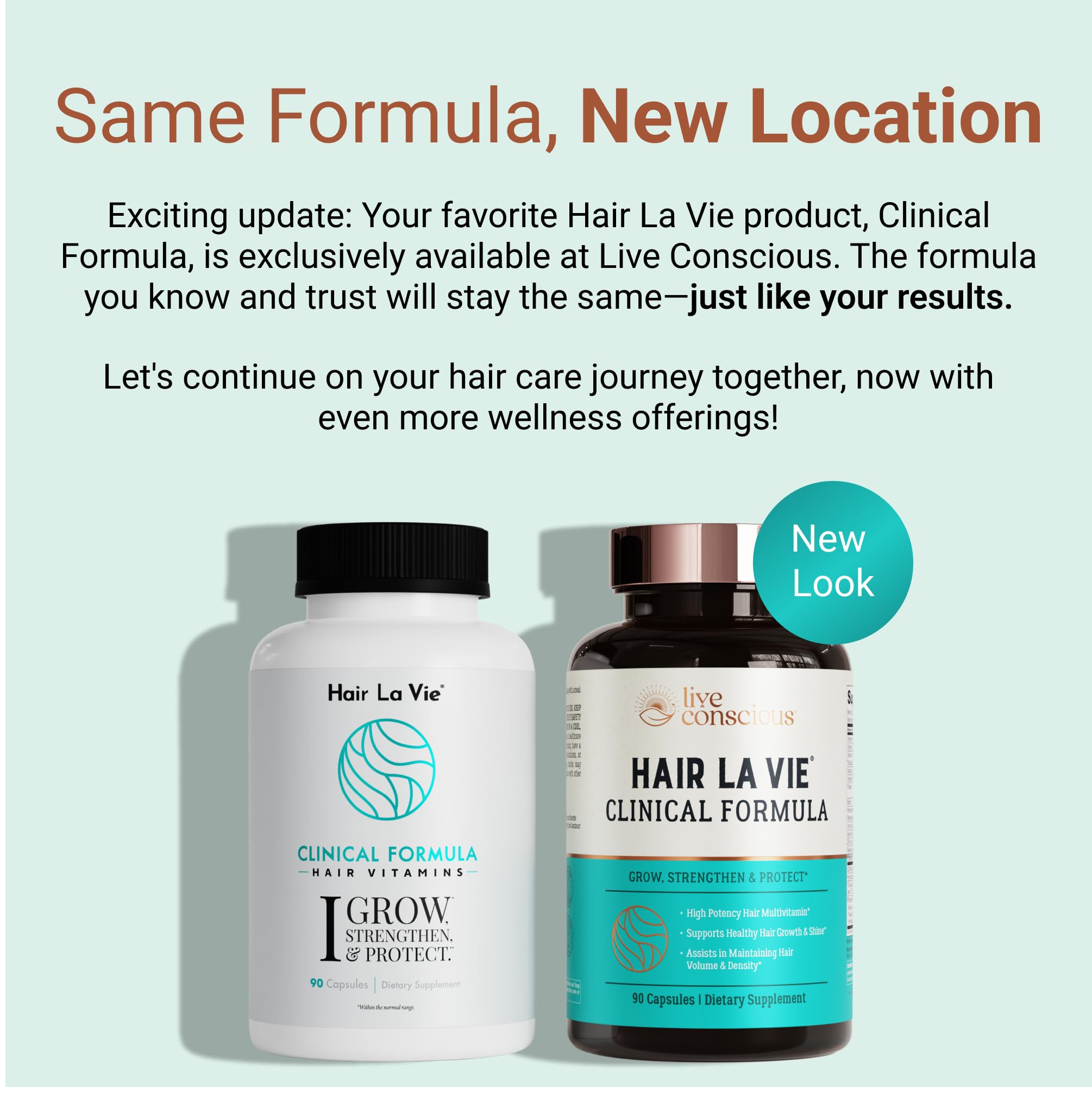 Hair La Vie Live Conscious branding on box underlining trusted wellness.