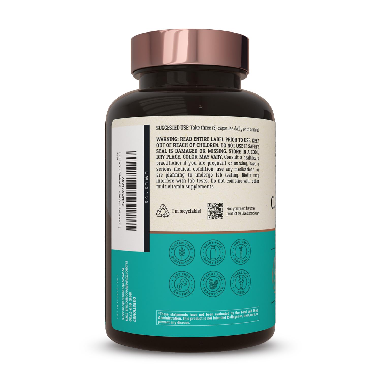 Hair La Vie closeup captures bottle label for easy recognition and trust.