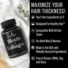 Hair Thickness Maximizer collagen bovine tablets nourish hair fibers from within