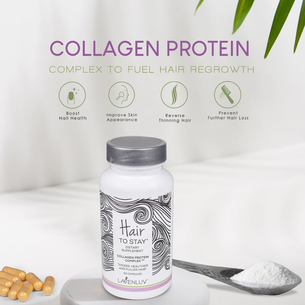 Hair to Stay label detail shows GMO-free and gluten-free qualities