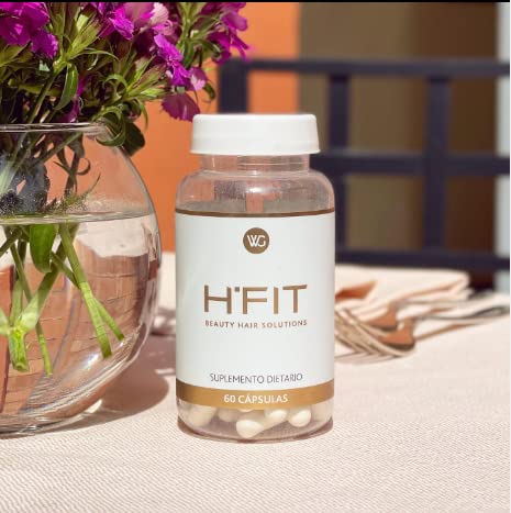 HAIRFIT bottle with argan oil pairing suggests enhanced shine and smoothness.