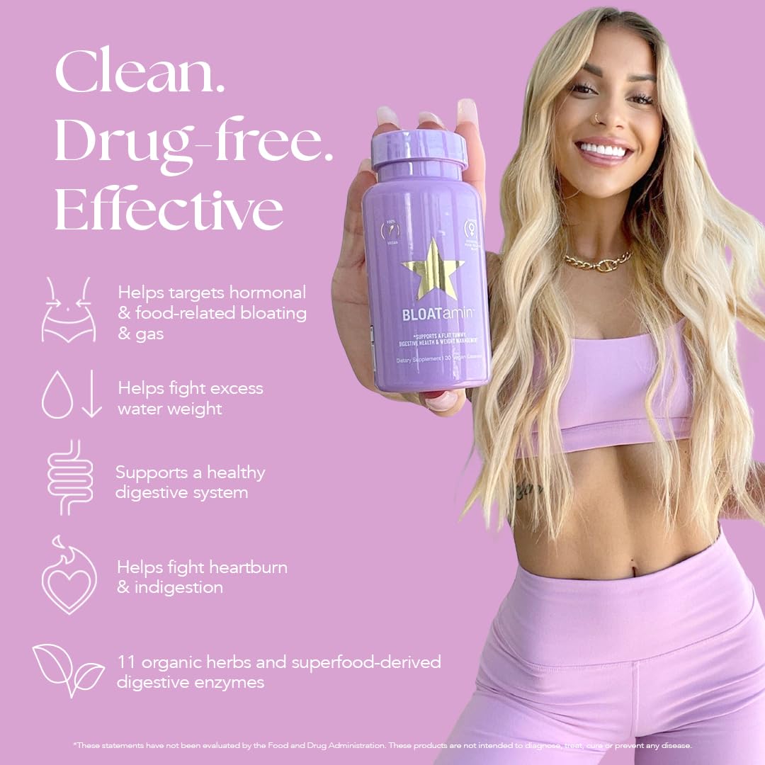 HAIRtamin BLOATamin capsules closeup highlighting vegan enzymes