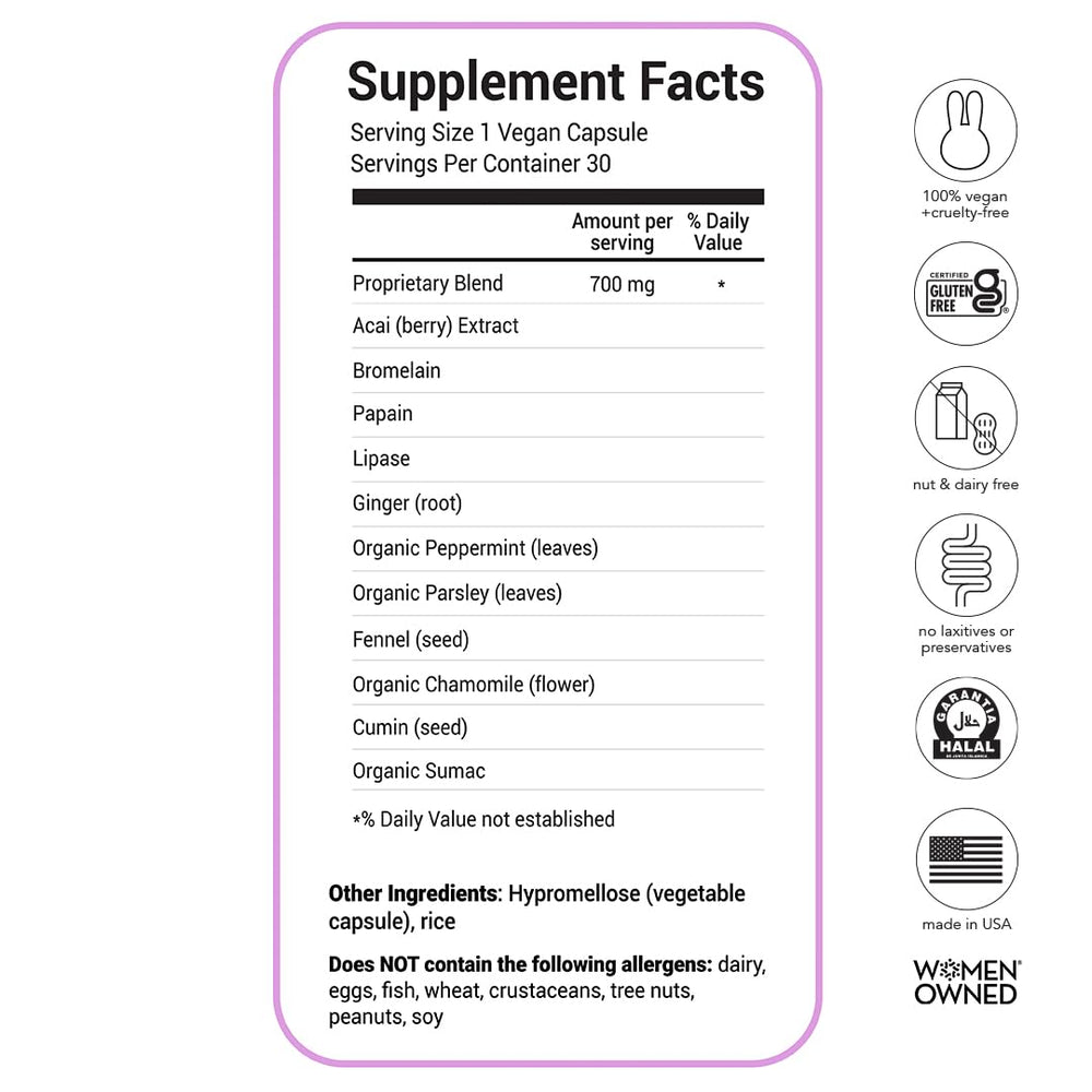 HAIRtamin BLOATamin ginger ingredient suggests natural soothing for stomach upset