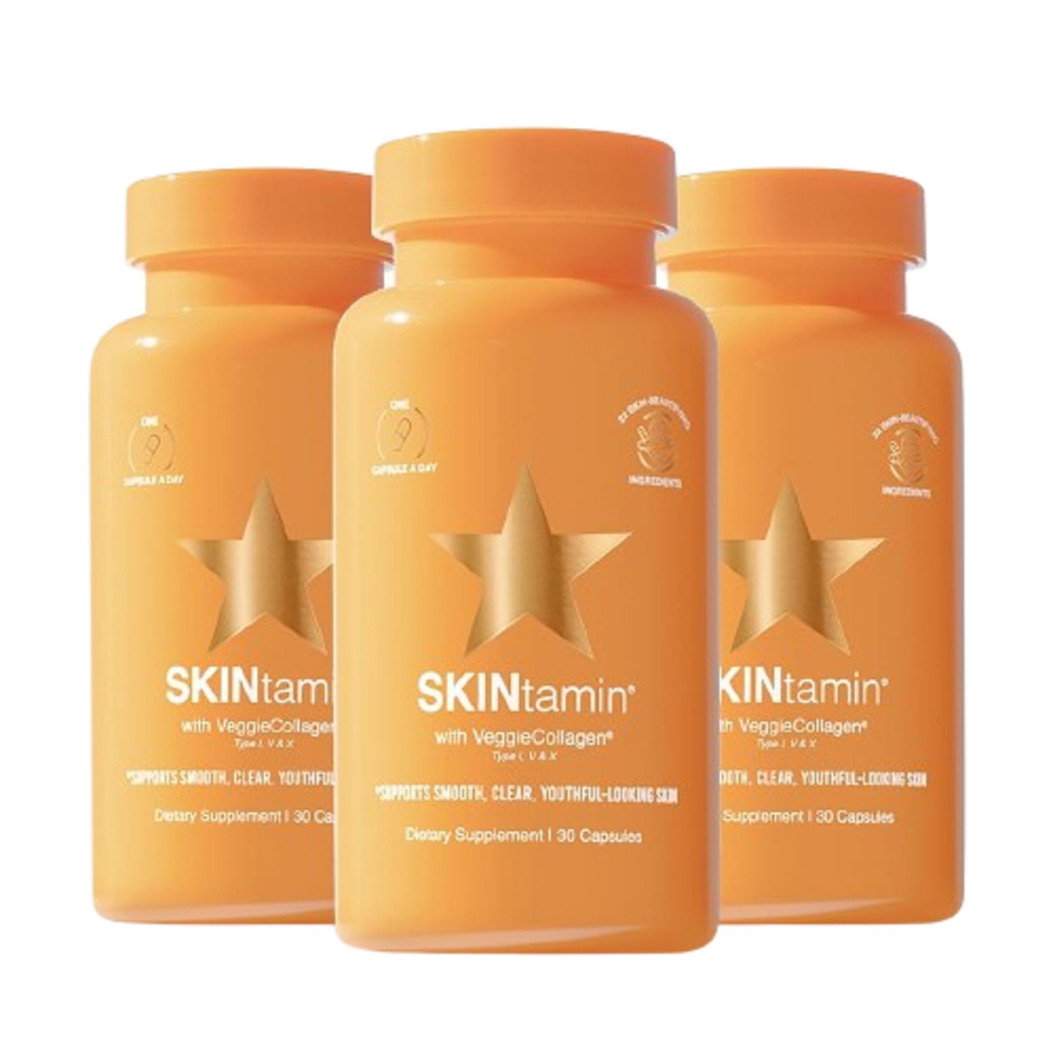 HAIRtamin SKINtamin capsules bottle for daily skin support.